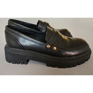 London Rebel Chunky Platform Loafers Black Sz 8 Y2K Preppy Old Money